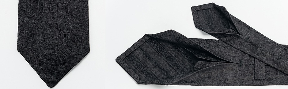 Elafria light weight luxury sartorial handmade seven fold 7-fold necktie black silk