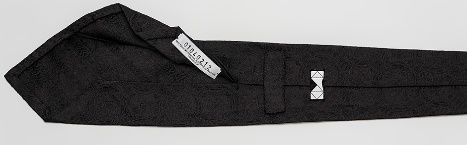 Elafria limited edition code numbered exclusive luxury black silk necktie hand made KYDOS