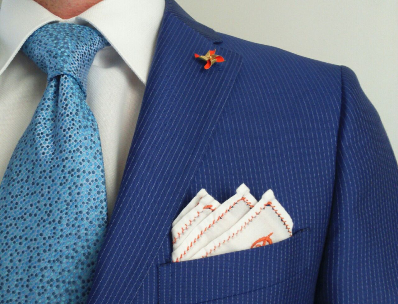 cocktail suite necktie white cotton pocket square lapel pin