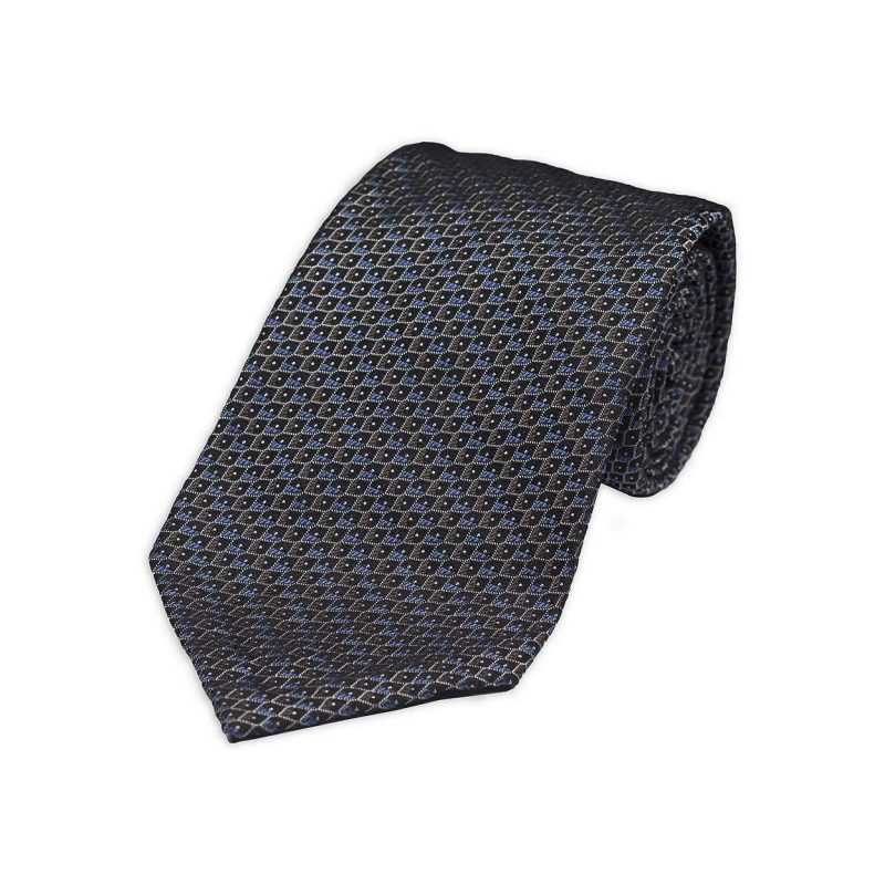 Brown Blue Jacquard Silk Tie