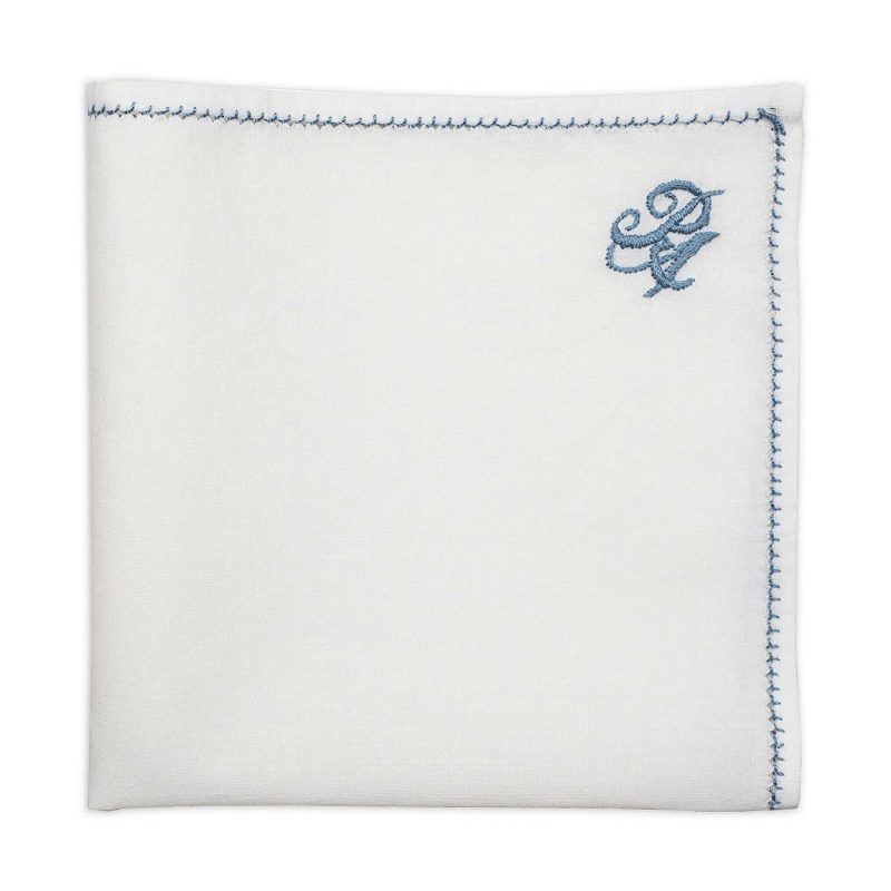 Personalized Blue Thread Cotton Pocket Square