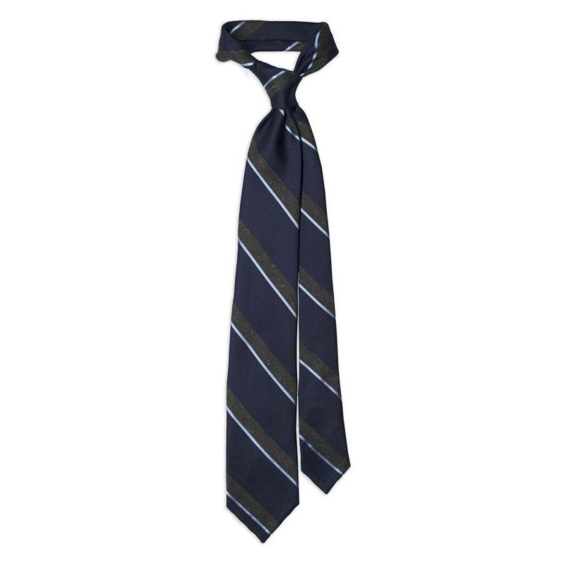 Blue Green Stripe Jacquard Silk Tie