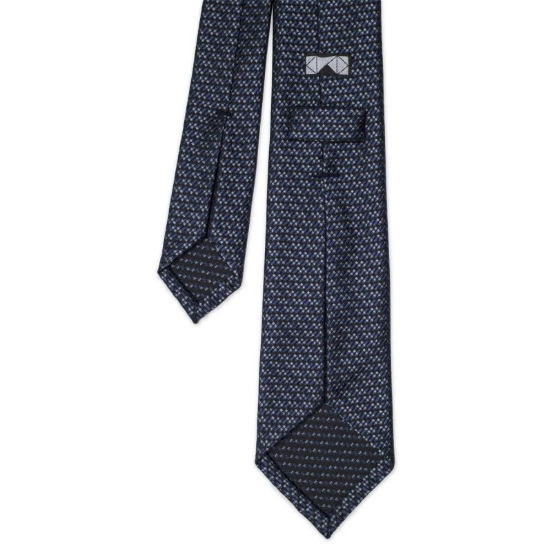 Blue Grey Jacquard Silk Tie • ΚΥΔΟΣ