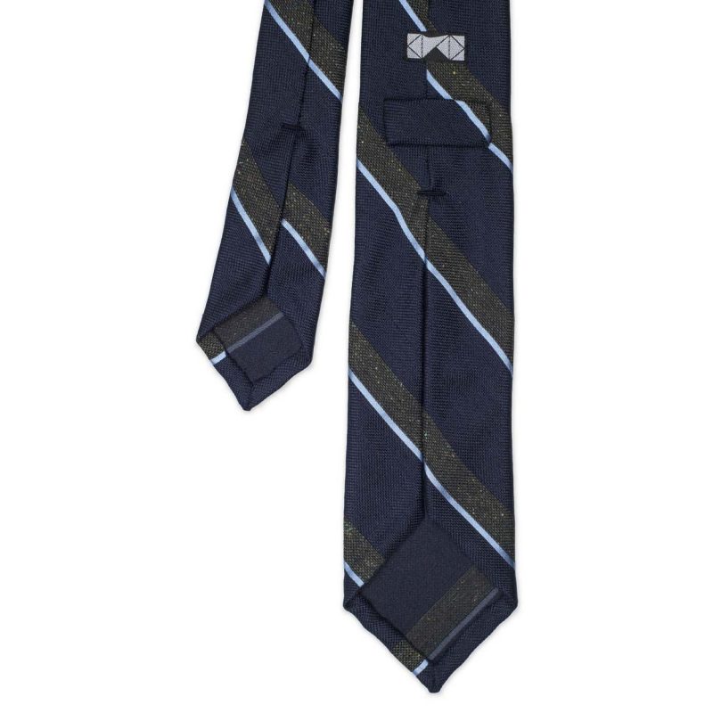 Blue Green Stripe Jacquard Silk Tie