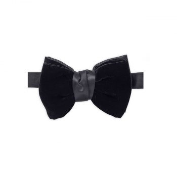 Black Silk Velvet Bow Tie