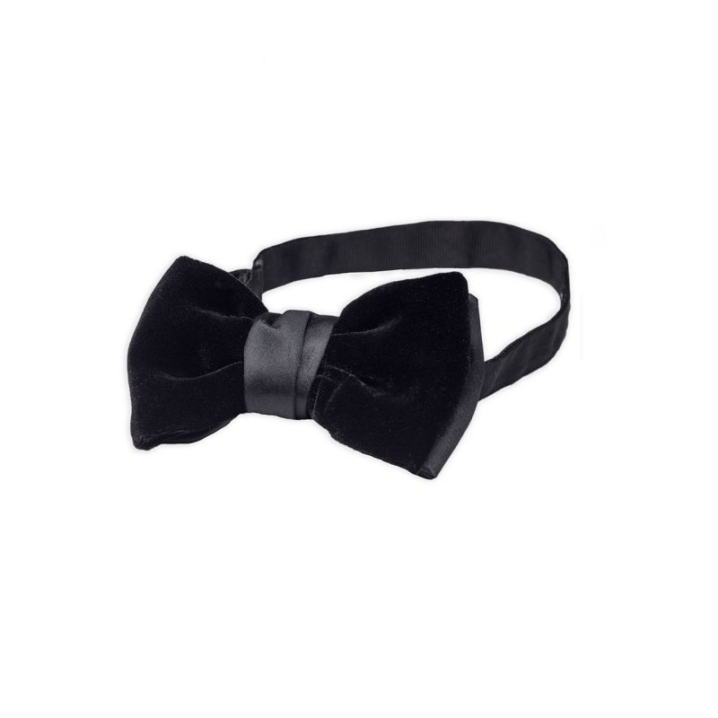 Black Silk Velvet Bow Tie