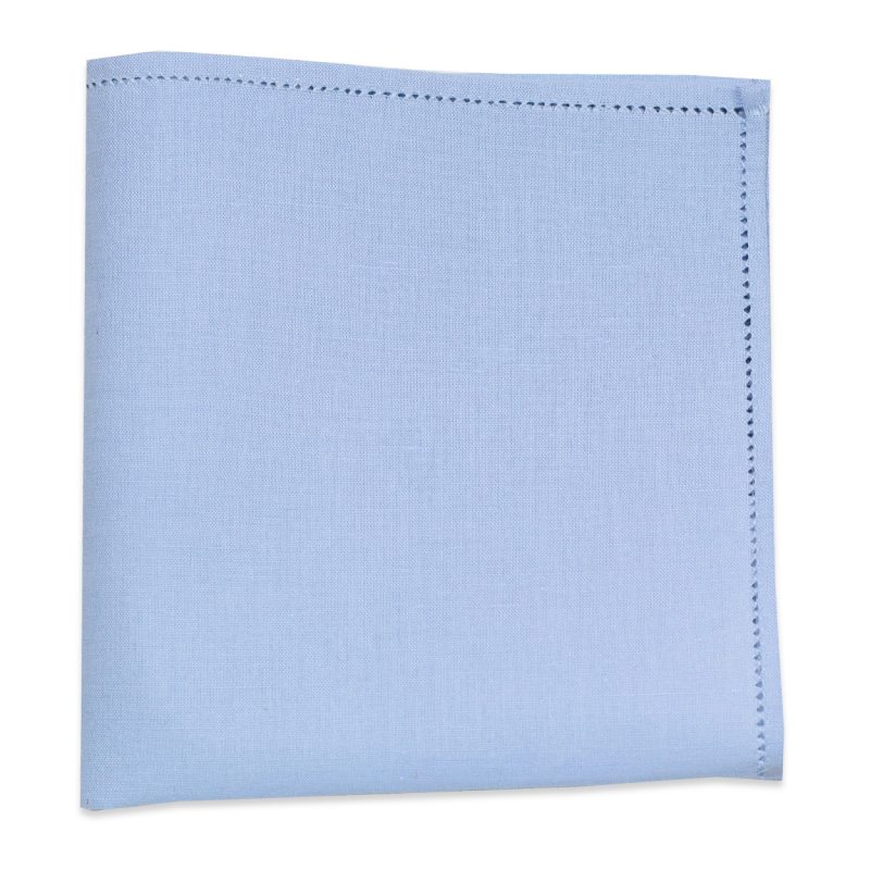 Embroidered Blue Linen Pocket Square