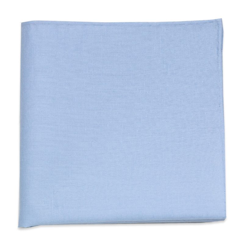 Handrolled Blue Linen Pocket Square