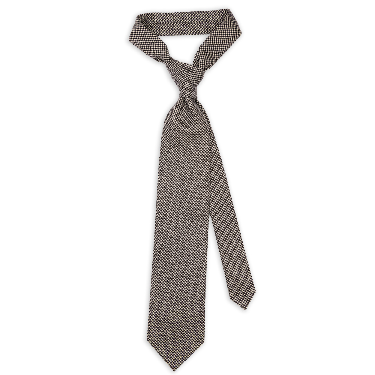 Houndstooth Black White Wool Cashmere Tie • ΚΥΔΟΣ