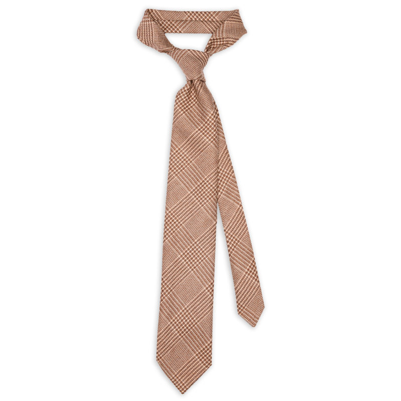 Prince of Wales Brown Wool Cashmere Tie