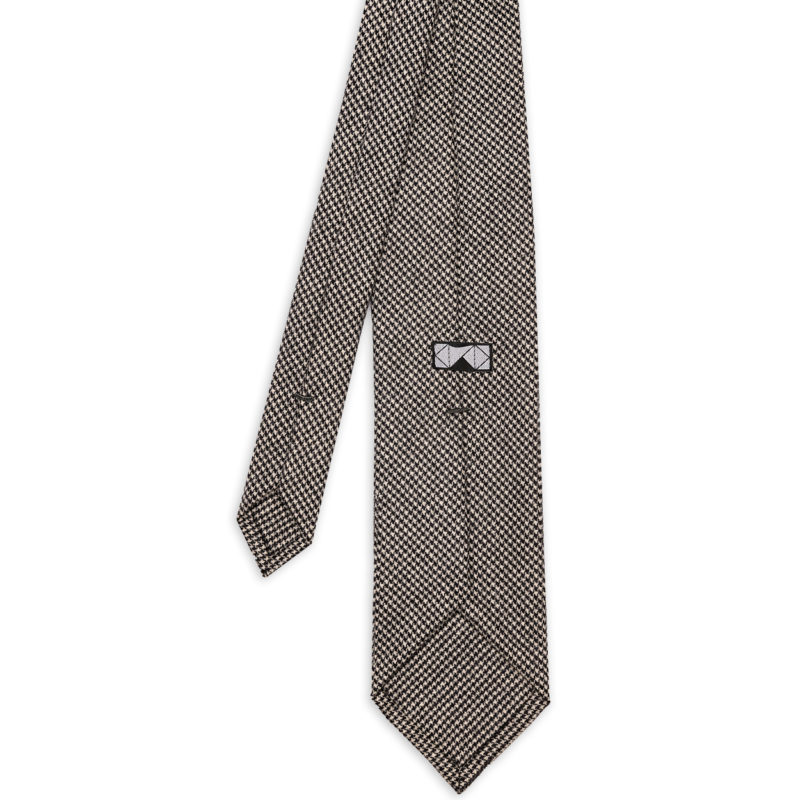 Houndstooth Black White Wool Cashmere Tie