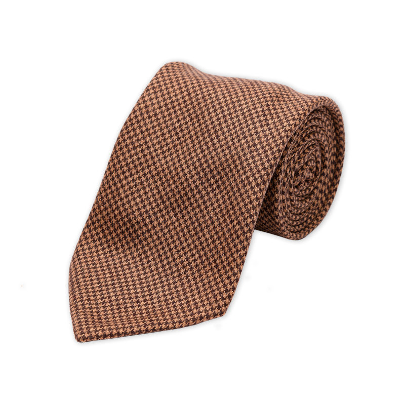 Houndstooth Brown Wool Cashmere Tie