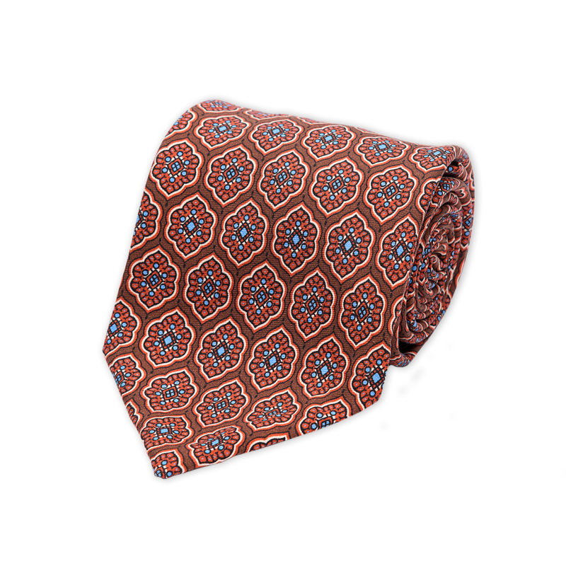 Moroccan Flower Brown Madder Silk Tie • ΚΥΔΟΣ